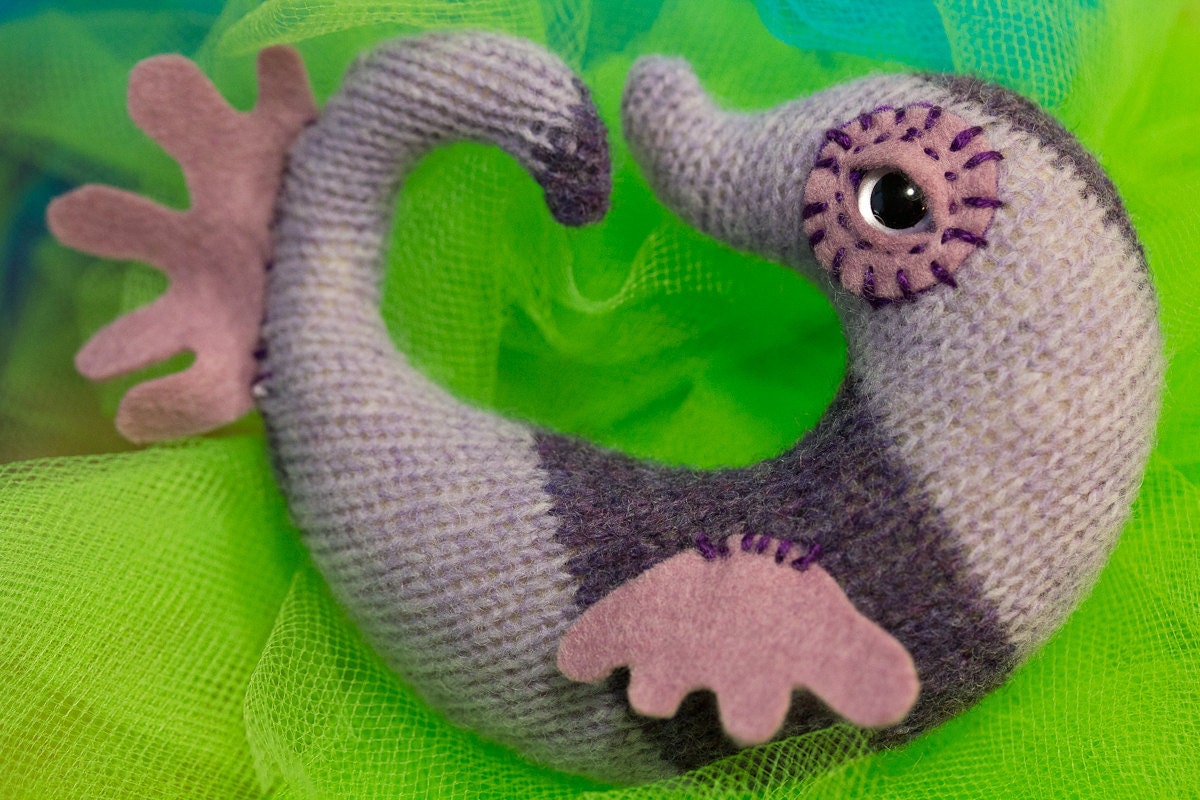 RESERVED for Starlight tiny mini purple and lavender sea horse baby in lambswool and merino