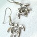 Sea Turtle Earrings - Turtle Earrings - Silver Sea Turtle Jewelry - Unique Turtle Totem Jewelry - Dangle Swirl Turtles