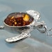 NECKLACE - Sea Turtle Amber Necklace - Sterling Silver Baltic Amber Necklace - Sea Turtle Jewelry - Ocean Inspired