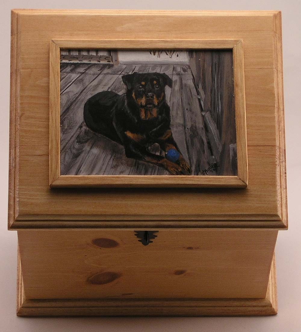 Pet Urn Memorial Box with slanted lid (pine)