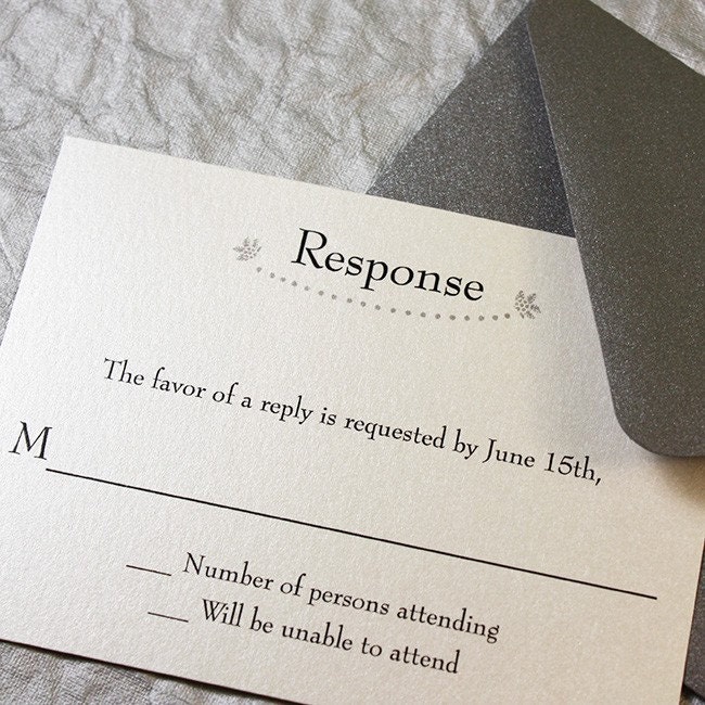 Midnight Silver Bellevue Wedding Invitation Suite - Ribbon Belly Band - Sample Kit