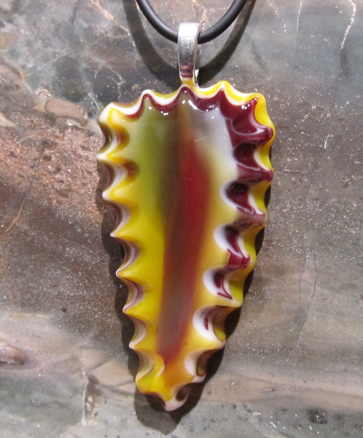 Fused Glass Pendant : Ruffled Arrow SALE