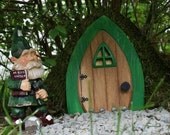 Faerie Doors, Fairy Doors, Gnome doors, Elf Doors, Hobbit Doors 9 inch with leafy green frame that OPENS.