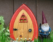 Garden Fairy Door with red frame. Red door for your fairies, gnomes, hobbits and elves. :)