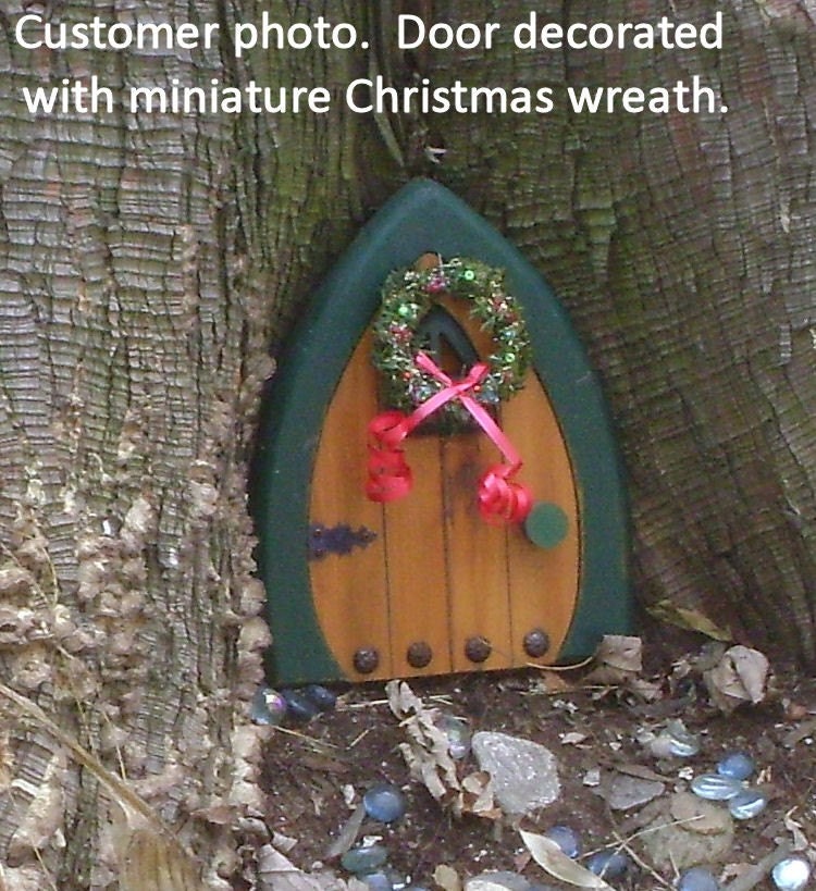 Faerie Doors, Fairy Doors, Gnome doors, Elf Doors, Hobbit Doors 9 inch with leafy green frame.