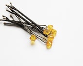 Sunflower Hair Pins Swarovski Crystal (set of 6 wedding/bridal bobby pins)