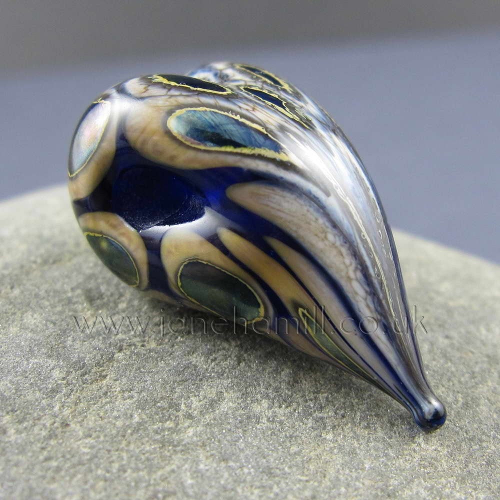 Morgana heart-shaped handmade lampwork glass bead