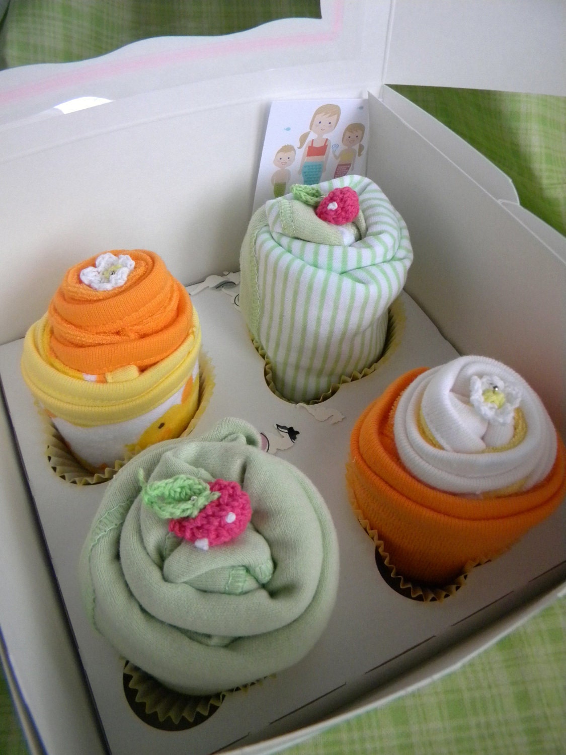2 Onesies and Washcloth Cupcakes