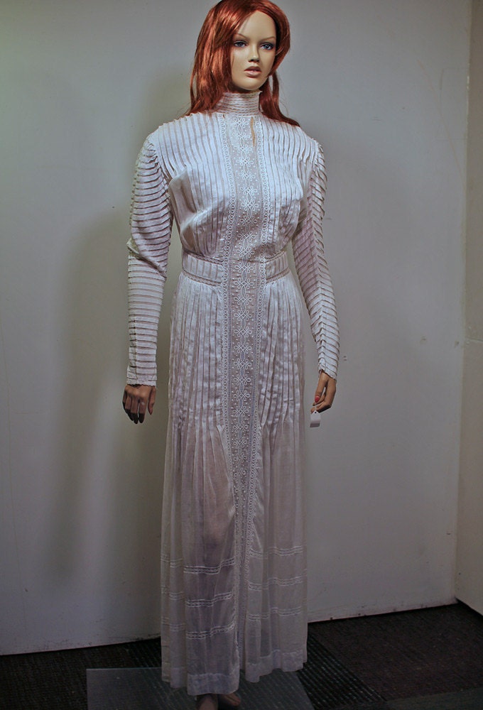 Incredible Edwardian Dress with Pintuck and Embroidery
