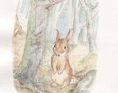 5x7 Archival Art Print bunny rabbit Ode to Beatrix Potter Watercolor Wall Art Home Decor Childrens room nursery baby Great Gift