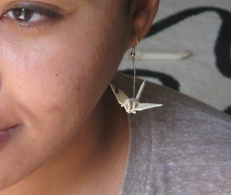 Musical Origami Crane Earrings