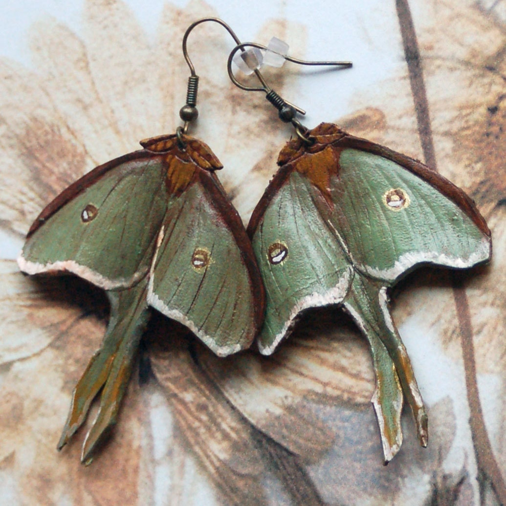 MADE TO ORDER - Full Luna Moth Earrings - Choose Your Style