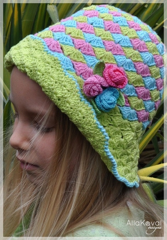 Rose Buds Crocheted Hat Pattern/eBook Sizes Infant/Toddler/Child/Adult