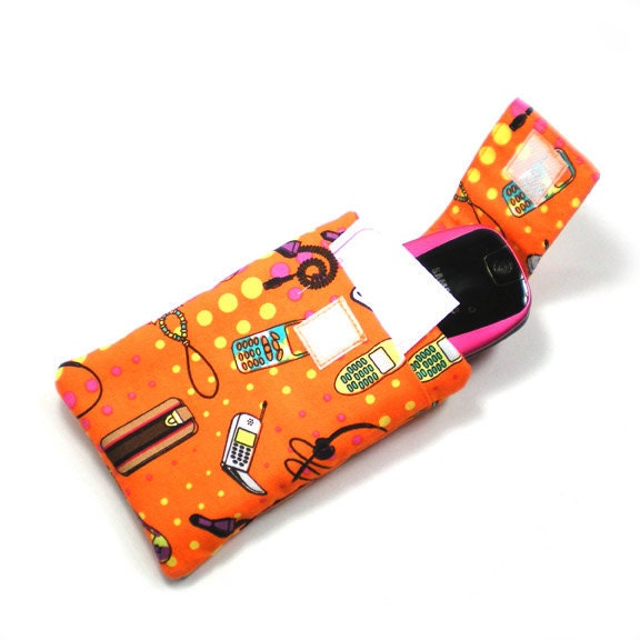 Cell Phone Gadget Case With Flap Smartphone iPhone Droid Blackberry Cell phones on Orange