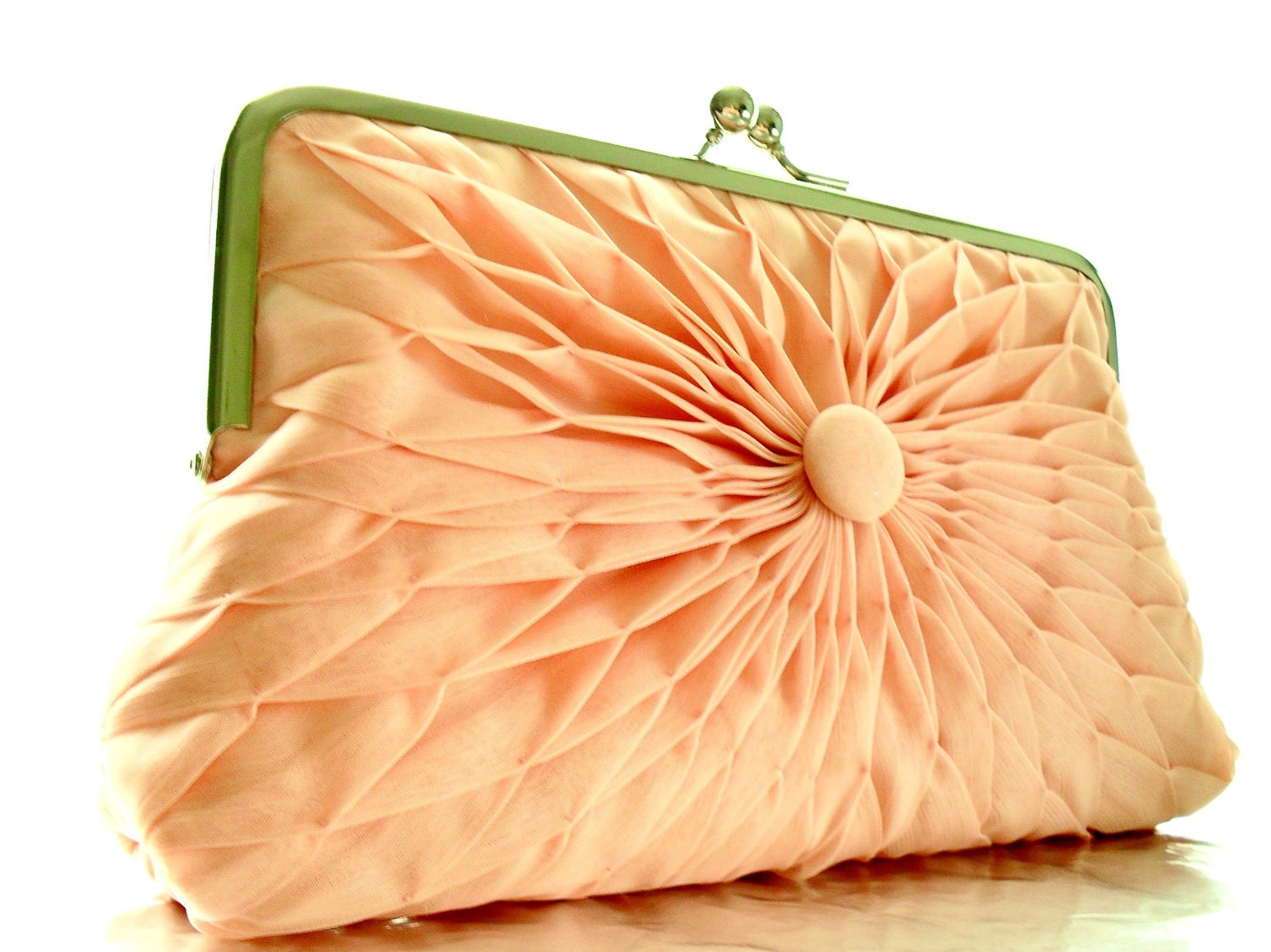 Pink Peach Chiffon Button Clutch - Size Large - MADE TO ORDER