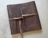 Rustic Style Album or Sketchbook - Leather - Dark Chocolate Brown - 10x10