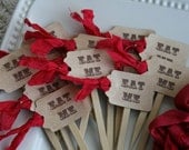 CUPCAKE TOPPER - Eat Me - Alice in Wonderland Wedding, Tea Party, Bridal Shower