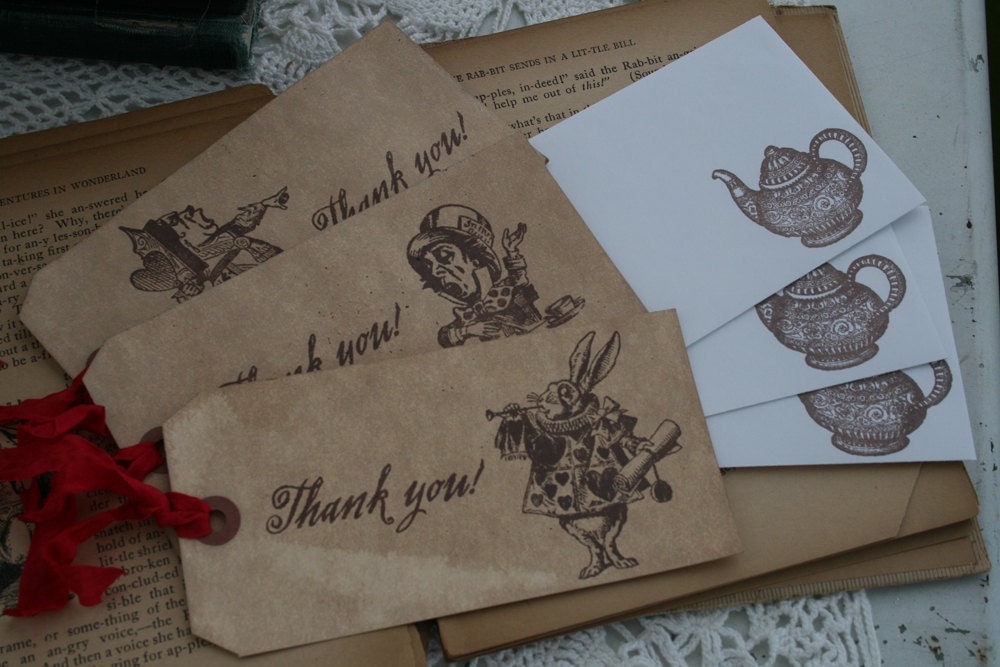 ALICE in WONDERLAND WEDDING - Thank You Cards - wedding, birthday, anniversary