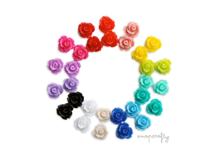 you choose 20pcs icing rose assortment 10mm flower cabochons