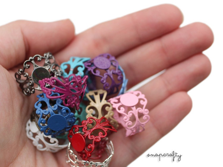 you choose 10 lovely enamel filigree rings, adjustable lead-free
