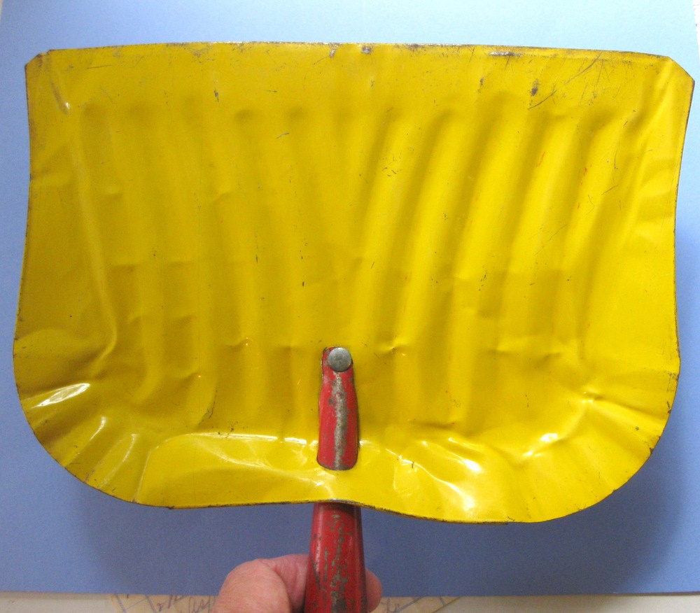 Vintage Metal Toy Dustpan, Blue, Yellow and Red - Kitchen Decor, Display, Collectible