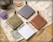 10 Pendant Trays with Glass Inserts - MIX n MATCH - 1 Inch Diamond, Square and Circle Trays - Blank Cabochon Settings - DT-1SPT-1CPT