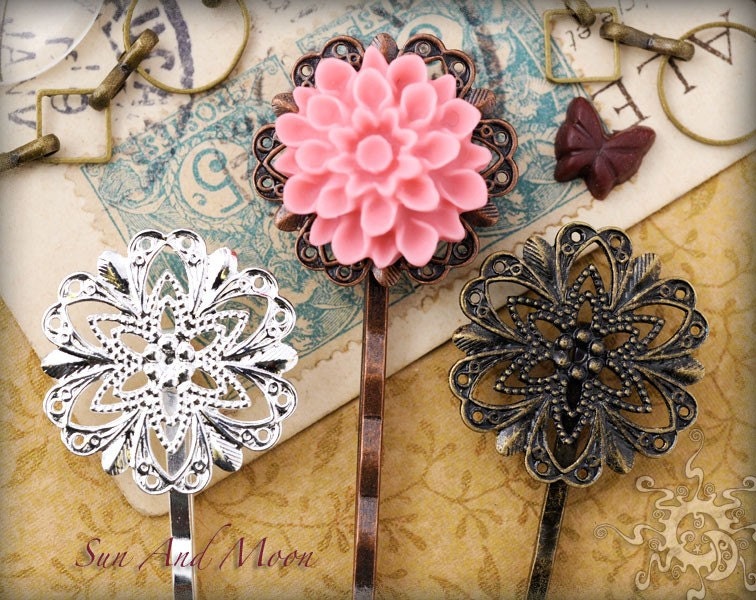 20pcs Vintage Style 20mm Filigree Hairpins - Mix and Match Hair Pins, Bobbypins, Bobby Pins, Bobbipins - 20HPS