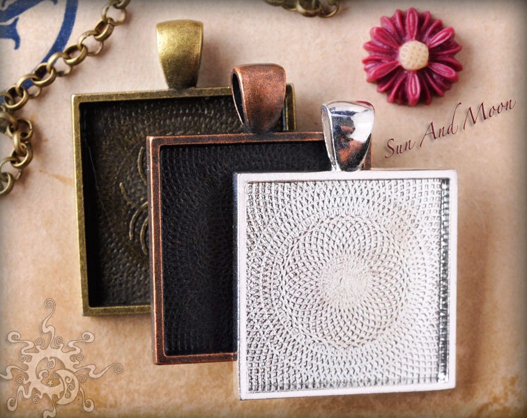 20 Square Settings or Round Settings Bezels with Bails - Mix and Match, your choice