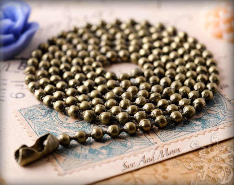 200 Economical Vintage Bronze Ball Chain Necklaces - 2.4mm - EBBC
