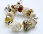 Lampwork Sterling Silver Bracelet - Seaweed and Starfish