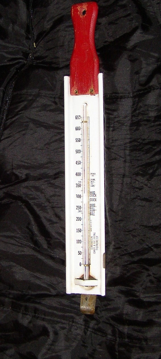 Vintage CANDY THERMOMETER fat frying enamel by JunqueInTheTrunque