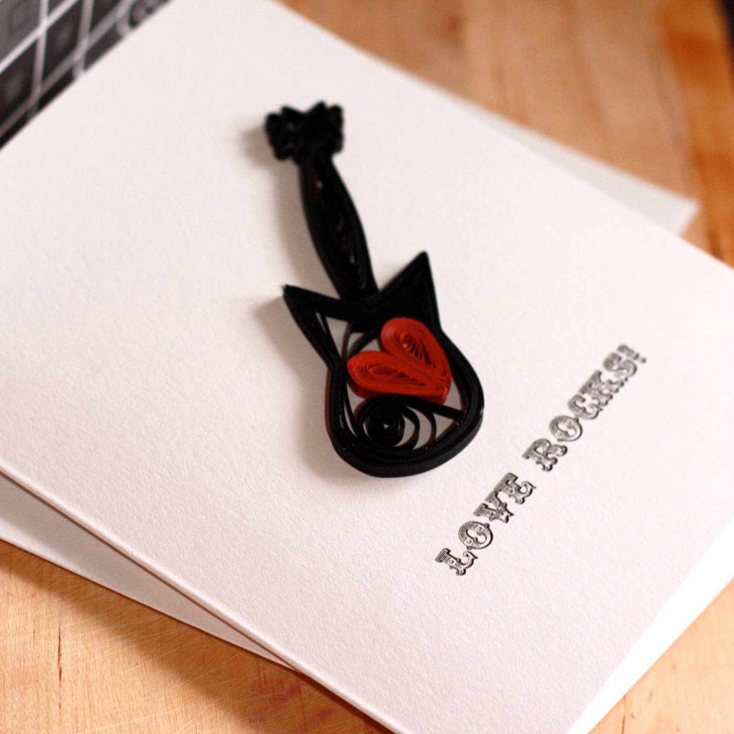 Love Rocks Quilled Electric Guitar Card