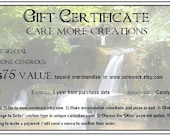 Gift Certificate - 75 Dollars - Care More Creations