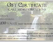 Gift Certificate - 100 Dollars - Care More Creations