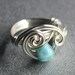 Wire Wrapped Ring - Blue Larimar Ring in Silver - Size 7