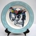 Altered vintage Plate May Queen Day of the Dead Skull Halloween