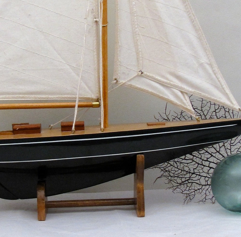 Vintage large sail boat Yacht Tall Ship Nautical Beach House home decor