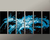 Abstract Art Paintings - Huge Custom Made Modern Fine Art Painting by Destiny Womack- dWo - GIANT 60x30