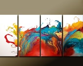 ABSTRACT Canvas Art Painting - Huge 4pc Original Custom Made to Order Modern Contemporary Fine Art Painting by Destiny Womack - dWo - 72x36