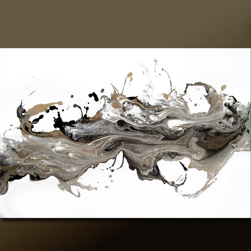 FREE SHIPPING - Original ABSTRACT Modern Contemporary Fine ART Painting by dWo - LARGE 36x24 - MEMORIES