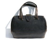 Distressed Black Leather Hand Bag