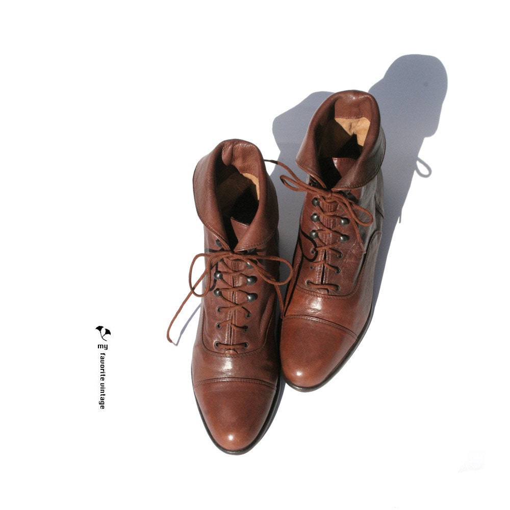 size 8 brown soft Italian leather ankle boots