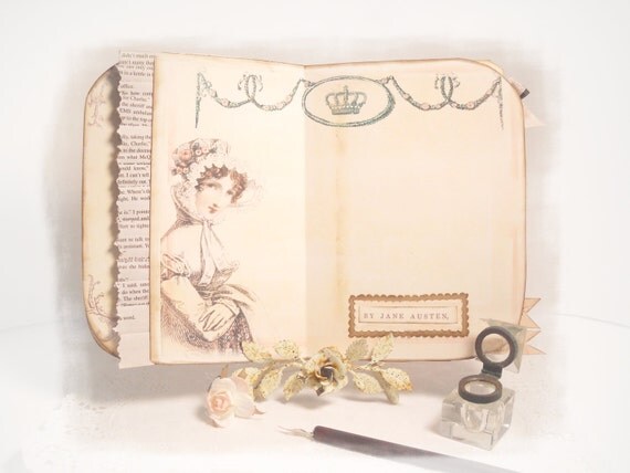 Jane Austen Journal,  Pride and Prejudice,  Handmade Paper  Art  Journal,  Regency, Literature, Jane Austen Diary