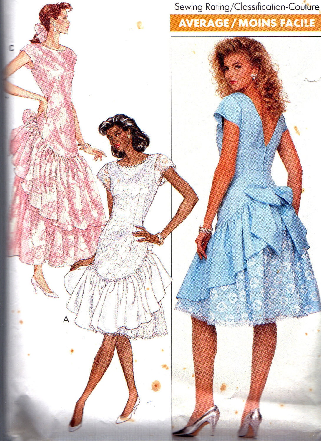 Vintage Sewing Pattern 1980s Drop Waist Formal by paneenjerez