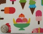 Confections ICE CREAM TREATS Cream Pastel Fabric 1 Yard