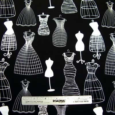 Michael Miller DRESS FORMS BLACK And White Quilt Fabric 1 Yard