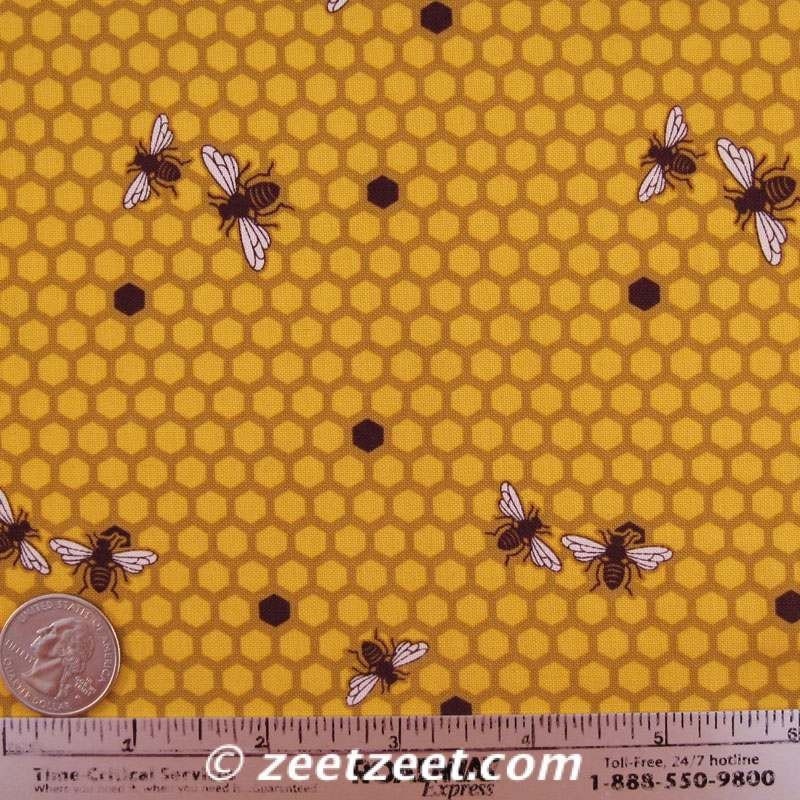BURT'S BEES HIVE Yellow Quilt Fabric 1 Yard Michael by zeetzeet