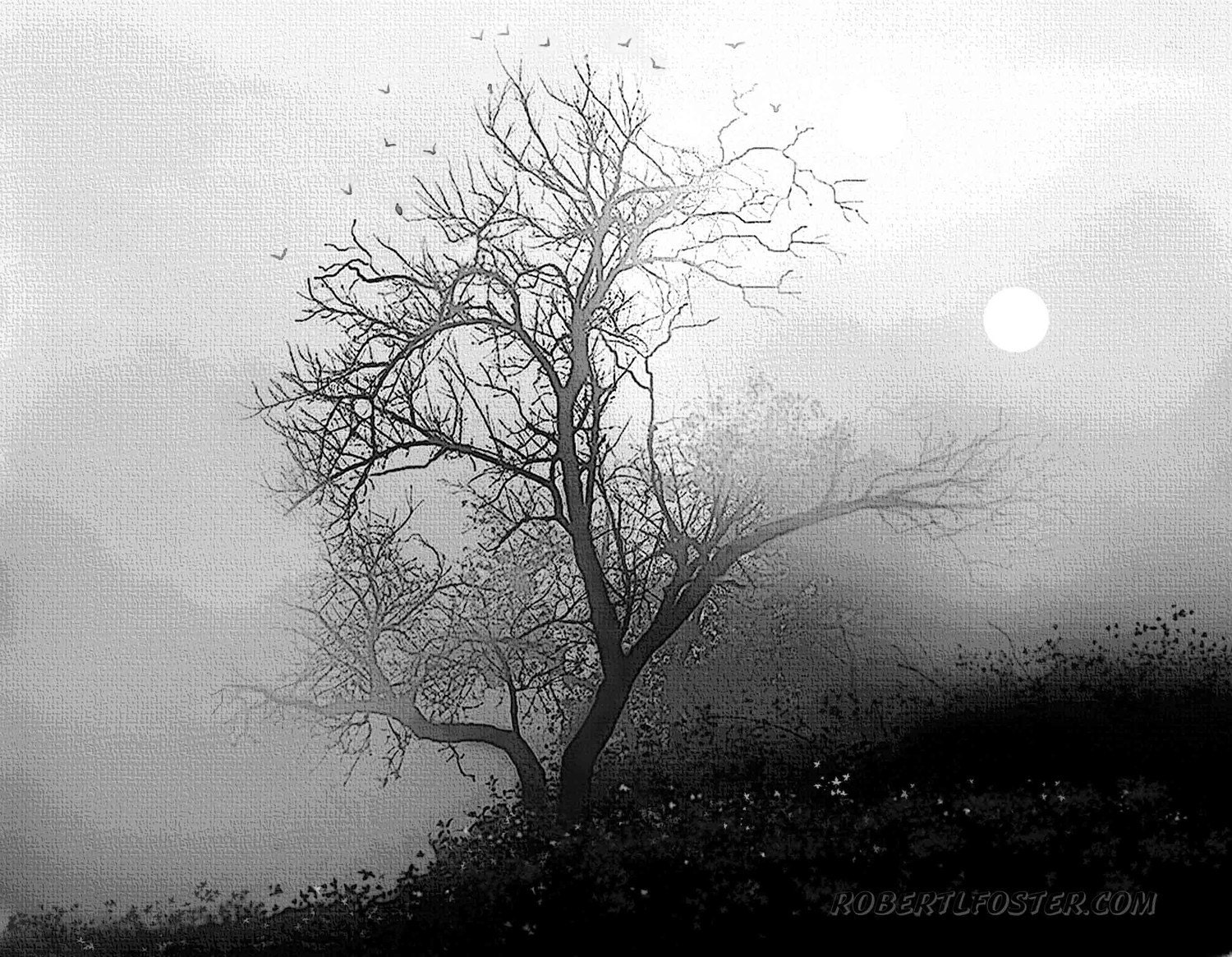tree art FOG ROOST tree painting 8x10