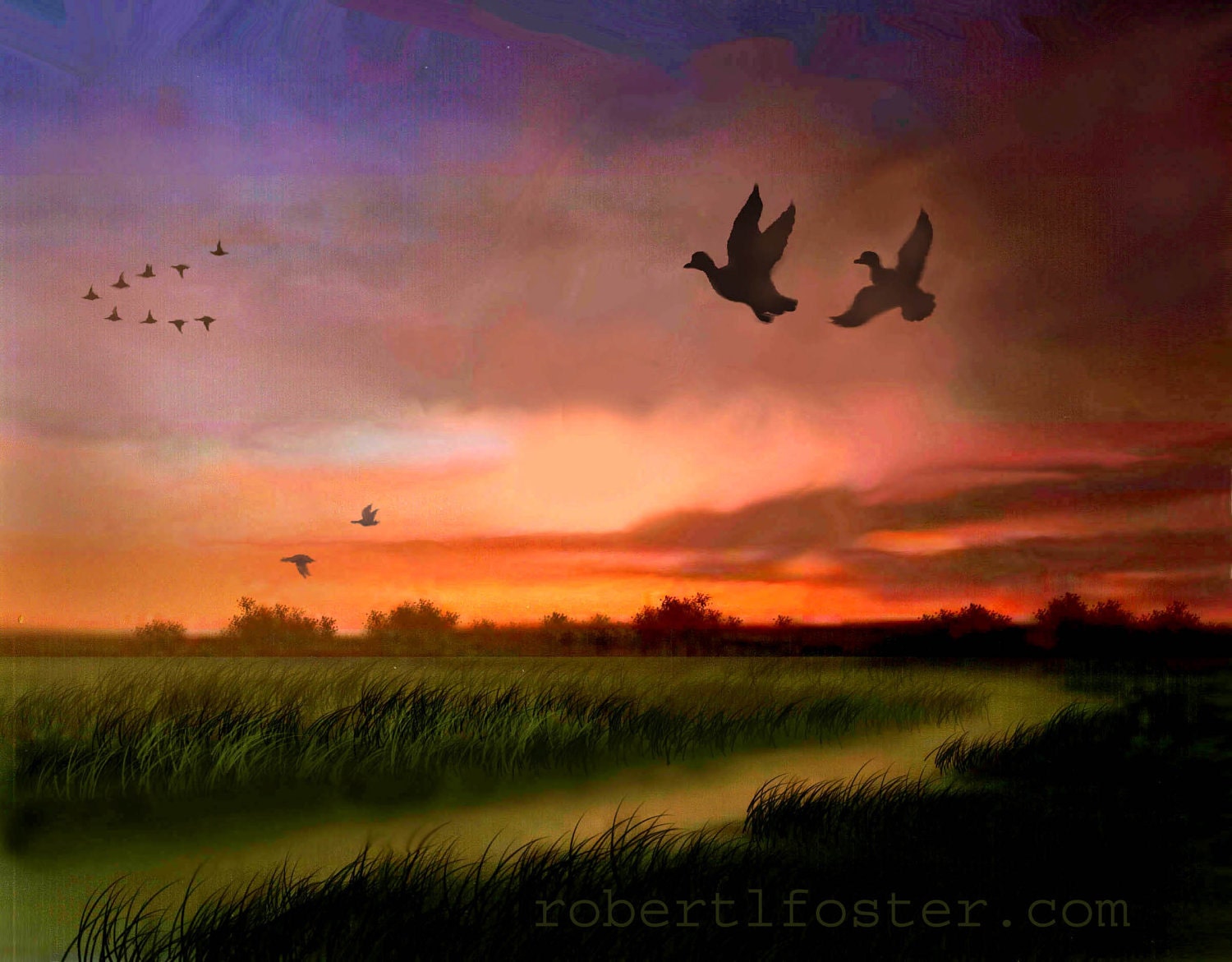 ducks - duck art - Dawn Flight - duck hunting - hunter - print - painting