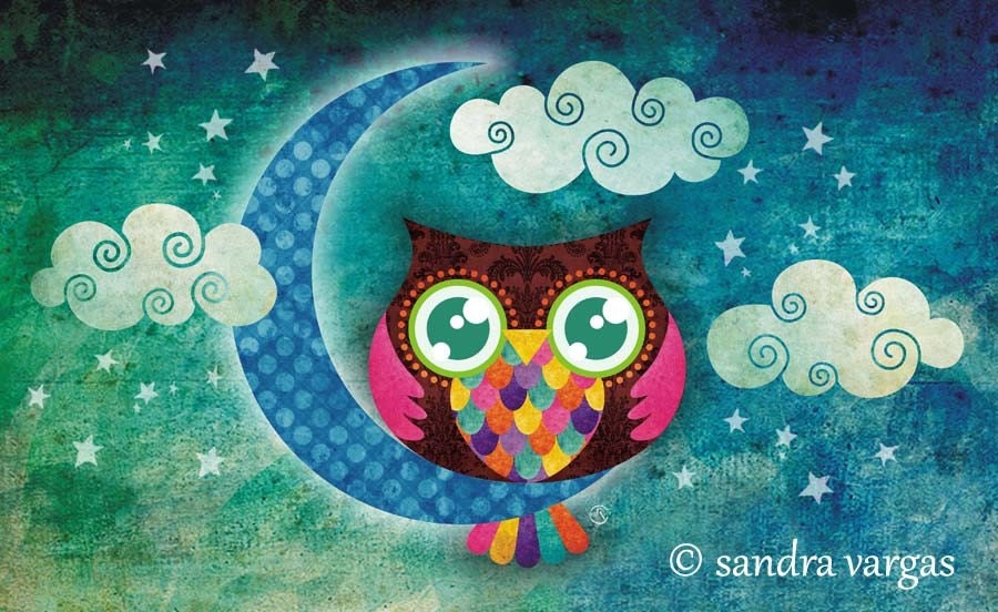 My Crescent Owl 8x12 Print Illustration